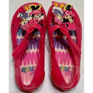 Minnie Mouse Character Pink Glittery Jelly Shoes Little Girl's Size 8
